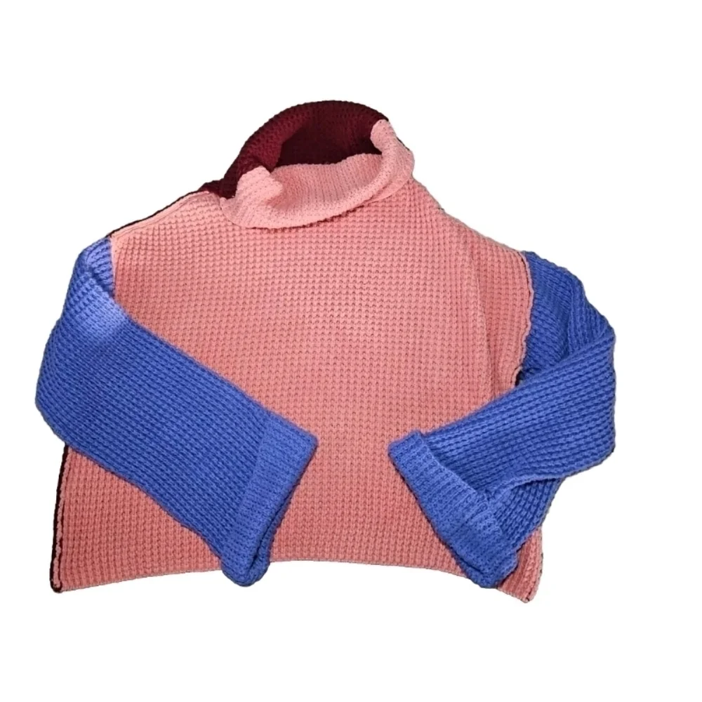 Free People Womens Park City Oversized Chunky Colorblock Sweater S